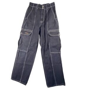 BDG Cargo Pants Women 27 Black Excellent Contrast Stitch Wide Leg OB1411524